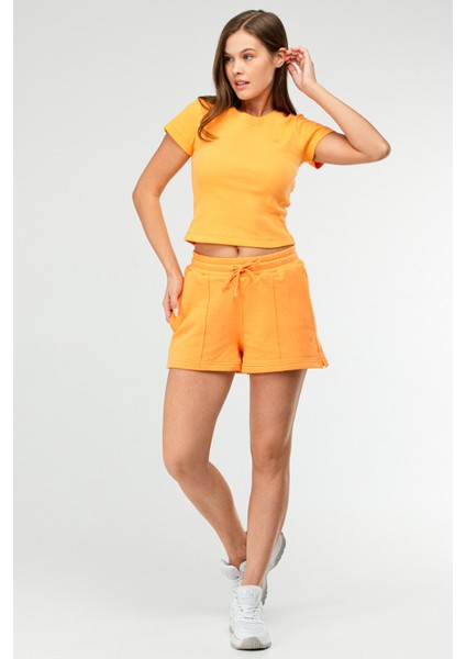 Oranj Slim Fit Basic Kaşkorse Bisiklet Yaka Kısa Kol Crop Kadın Body SF0757 indirimleri