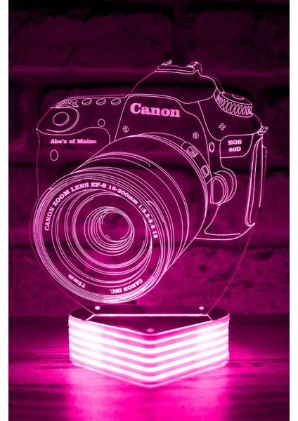 Fotoğraf Makinesi Görselli 3D LED Lamba