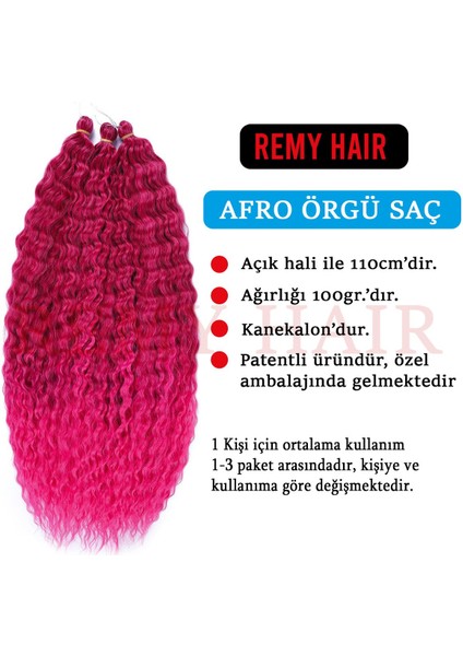 Afro Örgüsü Saç - Kızıl Pembe 100gr.