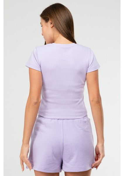 Lila Slim Fit Basic Kaşkorse Bisiklet Yaka Kısa Kol Crop Kadın Body SF0757 fırsatları