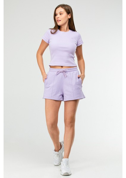 Lila Slim Fit Basic Kaşkorse Bisiklet Yaka Kısa Kol Crop Kadın Body SF0757 indirimleri