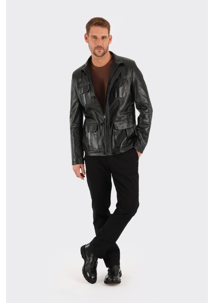 Siyah Deri Erkek Ceket modelleri