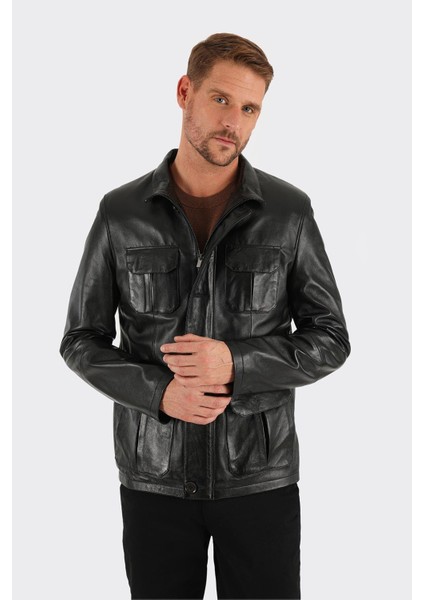 Siyah Deri Erkek Ceket