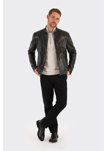 Siyah Deri Erkek Ceket modelleri