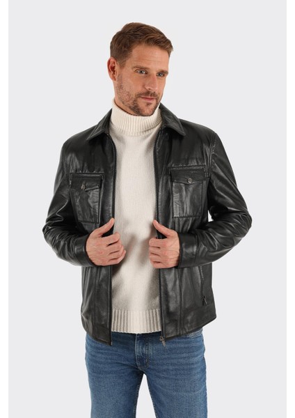 Siyah Deri Erkek Ceket