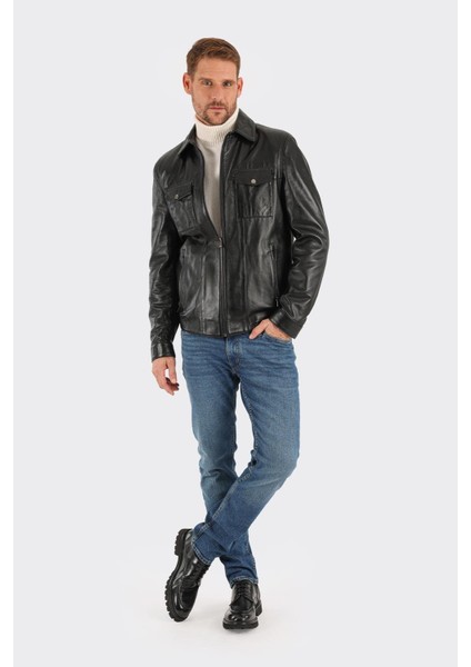 Siyah Deri Erkek Ceket modelleri