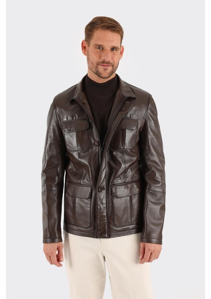 Kahve Deri Erkek Ceket