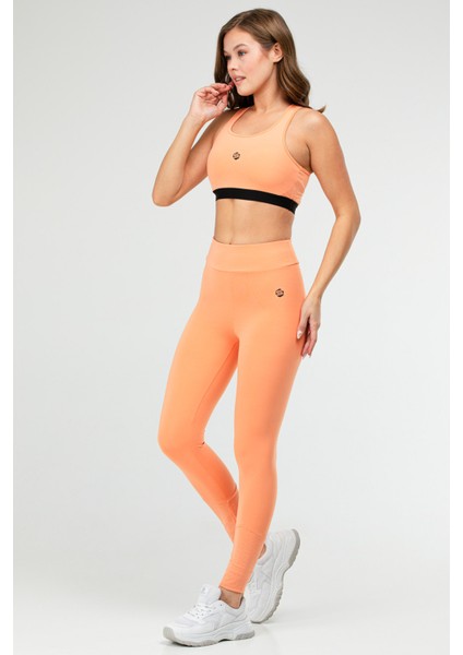 Turuncu Slim Fit Düz Bisiklet Yaka Kolsuz Üçlü Kadın Tayt Takım SB0799 fiyatları