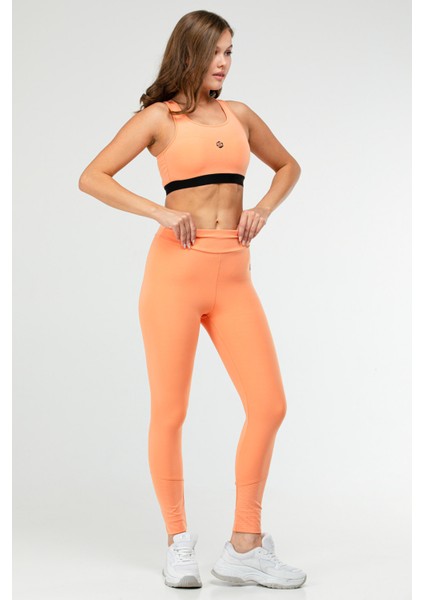 Turuncu Slim Fit Düz Bisiklet Yaka Kolsuz Üçlü Kadın Tayt Takım SB0799 fırsatları