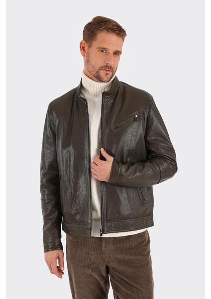 Haki Deri Erkek Ceket