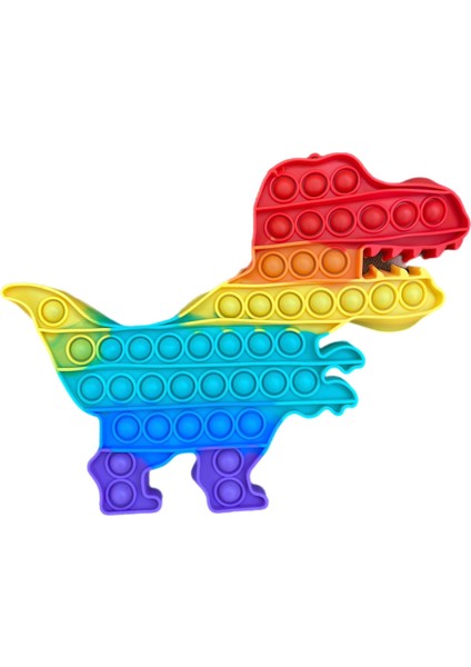 Pop It Push Bubble Fidget Popit Duyusal Dinozor Gökkuşağı Renkli 28 cm