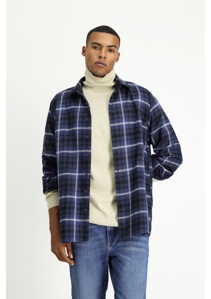 Uzun Kol Regular Fit Shacket Oduncu Ekose Pamuk Gömlek