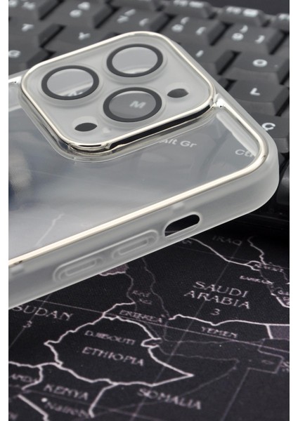 Apple iPhone 14 Pro Uyumlu Gri Kenarlı Renkli Yarı Şeffaf Kapak Kılıf Kamera Lens Korumalı modelleri
