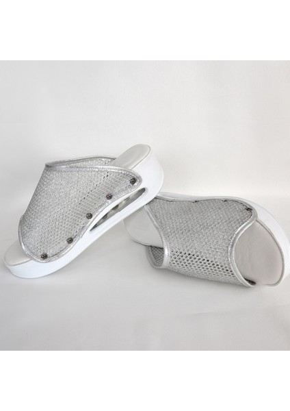 Gümüş File Desenli Açık Airmax Ortopedik Terlik modelleri