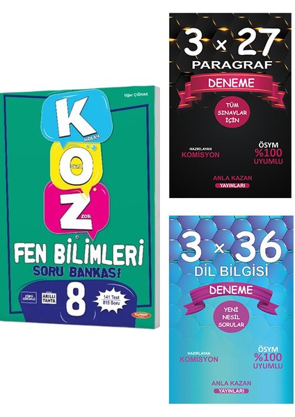 8. Sınıf Fen Bilimleri Koz Soru Bankası / Ankakazan / Dilbilgisi Denemeleri