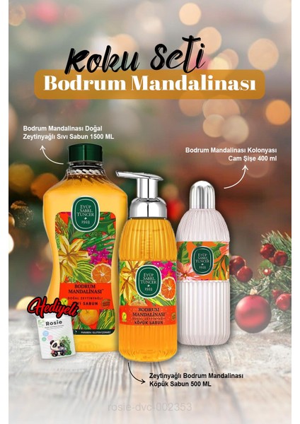 1500 ml Sıvı Sabun, Köpük Sabun 500 Ml, Kolonya 400 ml Bodrum Mandalina ve Rosie Hediye