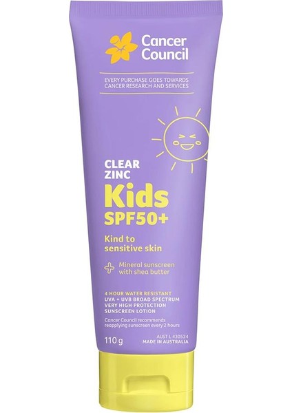 Spf50+ Clear Zinc Kids Sunscreen Çocuklar Için Güneş Kremi 110gr