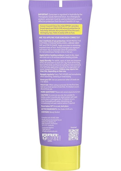 Spf50+ Clear Zinc Kids Sunscreen Çocuklar Için Güneş Kremi 110gr