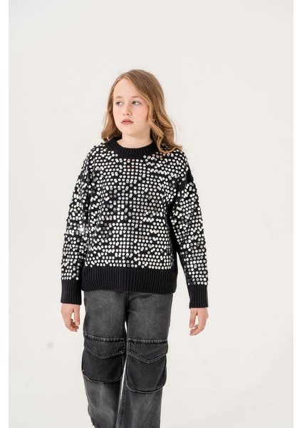 Kız Çocuk Akrilik Pullu Kazak G7002 indirimleri