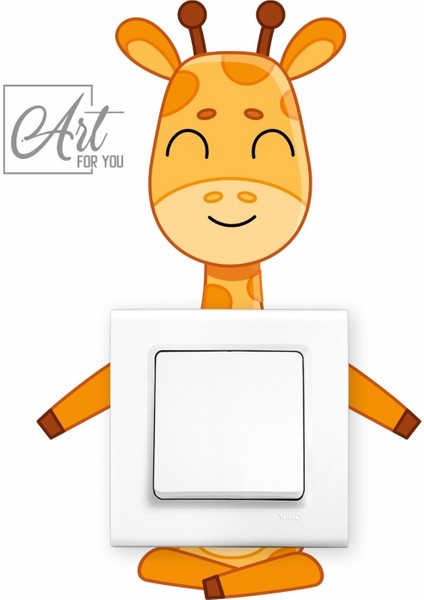 Sevimli Gülen Zürafa Temalı Anahtar Piriz Sticker
