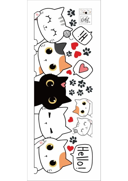 Sevimli Kediler Kapı Duvar Çocuk Odası Sticker