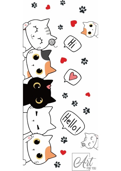 Sevimli Kediler Kapı Duvar Çocuk Odası Sticker