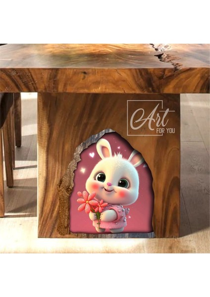 3D Sevimli Tavşan ve Yuvası Duvar Stickeri Karikatürist Ev Dekorasyonu