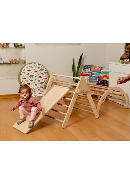 Pikler Tırmanma Seti | Montessori Tırmanma Seti ve Yastık | Üçgen & Kemer & Rampa & Dino Yastık fırsatları