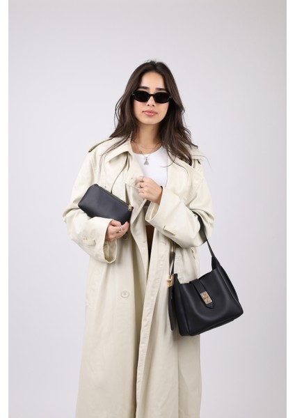 Gold Kilit Detay Aksesuarlı Ayarlanabilir Kilit Askılı El Kol ve Omuz Çantası fırsatları