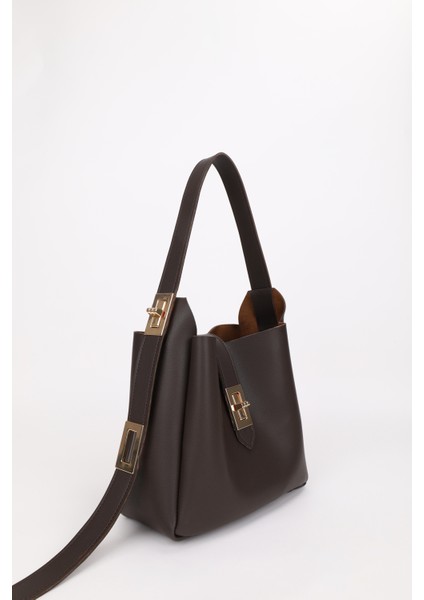 Gold Kilit Detay Aksesuarlı Ayarlanabilir Kilit Askılı El Kol ve Omuz Çantası fiyatları