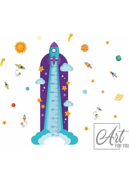 Boy Ölçer Uzay Roket Temalı Çocuk Odası Duvar Dekorasyon Sticker Seti fiyatları
