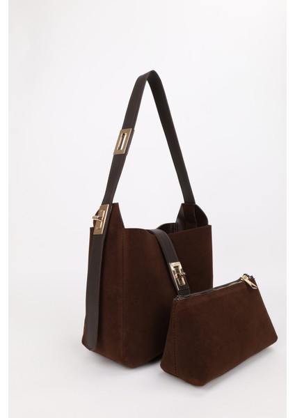 Gold Kilit Detay Aksesuarlı Ayarlanabilir Kilit Askılı El Kol ve Omuz Çantası