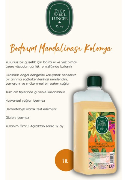 Bodrum Mandalina Krem 50 Ml, Kolonya 1 Lt, Losyon 280 ml ve Rosie Hediye