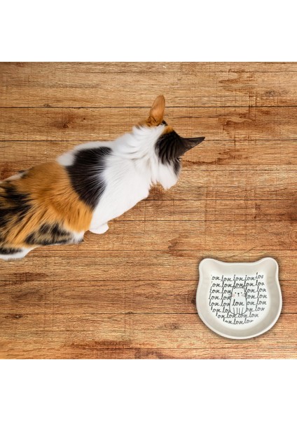 Minik Seramik Mama Veya Su Ödül Kabı Kedi Kafası Şeklinde Sevimli Dostlarımız Için