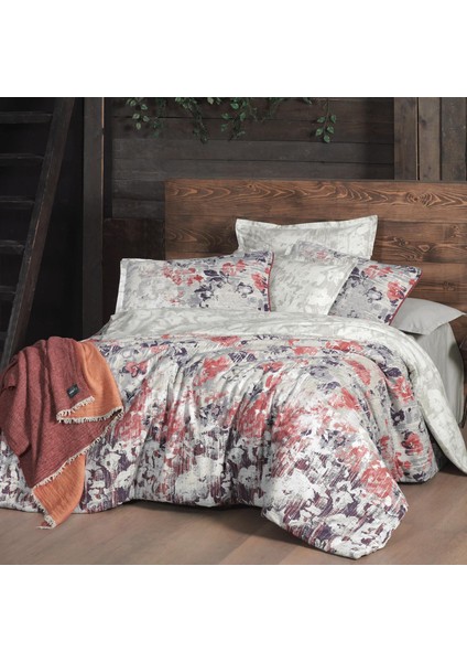 Margaret King Size (Battal Boy) %100 Pamuk Flanel (Pazen) Nevresim Takımı Pembe