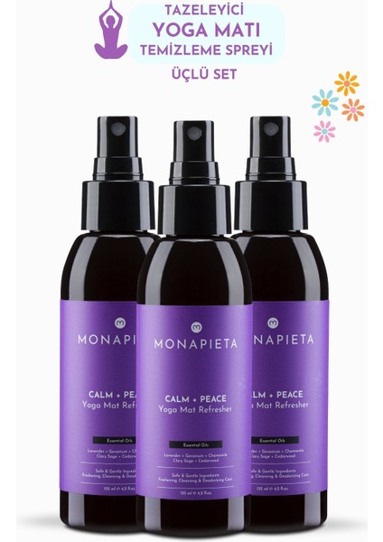 Tazeleyici Yoga Matı Temizleme Spreyi | Yenileyici & Koku Giderici | Sakin & Huzurlu Aura | 3X125 ml