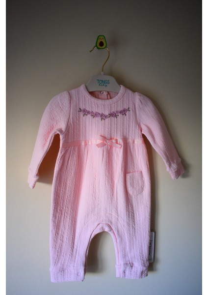 Pembe Nakışlı Kız Bebek Tulumu