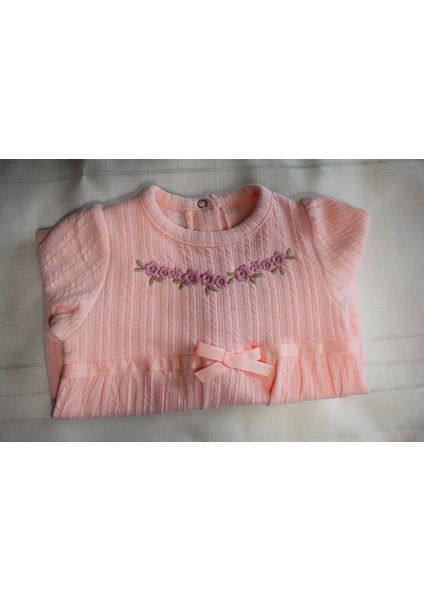 Pembe Nakışlı Kız Bebek Tulumu