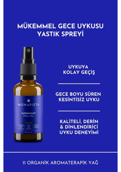 Mükemmel Gece Uykusu Yastık Spreyi | Kaliteli & Derin Uyku | 11 Değerli Esansiyel Yağ | 2x50 ml