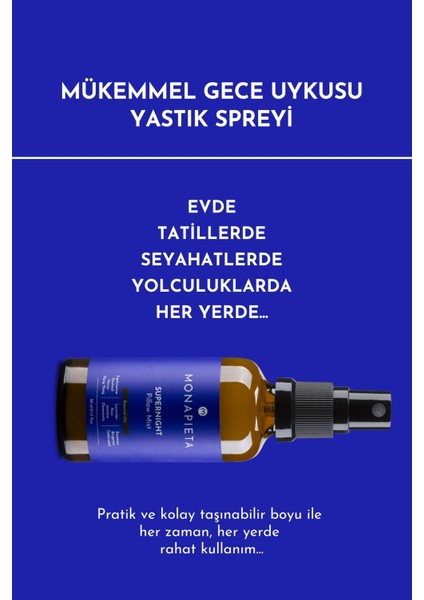 Mükemmel Gece Uykusu Yastık Spreyi | Kaliteli & Derin Uyku | 11 Değerli Esansiyel Yağ | 2x50 ml