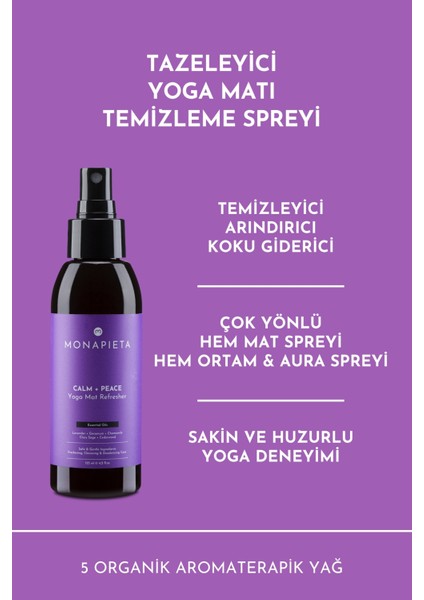 Tazeleyici Yoga Matı Temizleme Spreyi | Yenileyici & Koku Giderici | Sakin & Huzurlu Aura | 2X125 ml