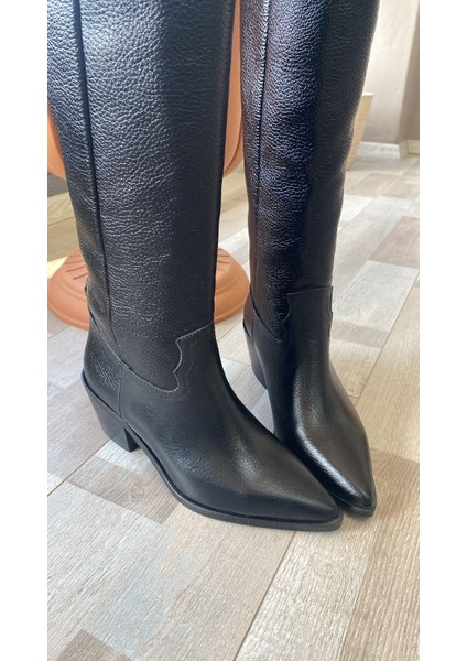 Rubi Siyah Renk Deri Western Uzun Kadın Çizme modelleri