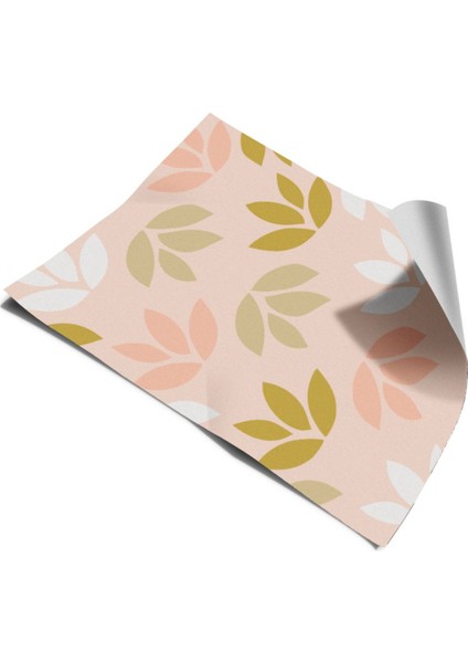 Kız Çocuk Odası Duvar Kaplama Folyo Pembe Yapraklar Kendinden Yapışkanlı 50 cm x 300 cm