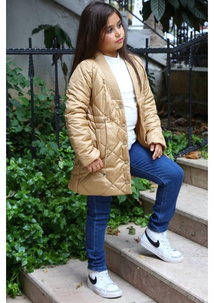 Kız Çocuk Balıkçı Yaka Kazak Jean Pantolon Hediyeli Cıtcıt Krem Şişme Mont indirimleri