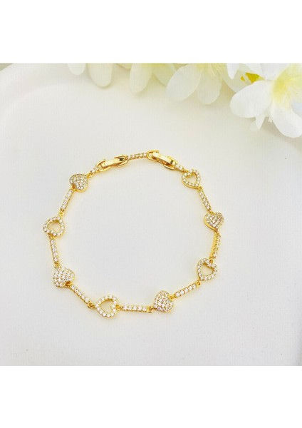 Kalpli Bileklik Suyolu Zirkon Taşlı Kararmuz Xuping Vip Seri 14 Ayar Gold 19CM