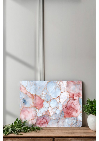 Pembe Mermer Desenli Temperli Cam Kesme Tahtası - Cam Kesme Tablası 20*30 Cm