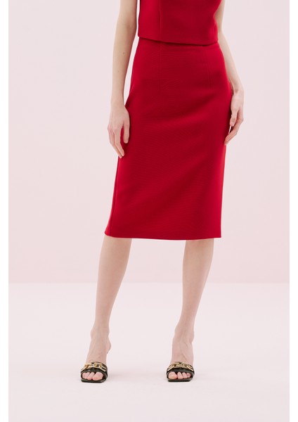 Yırtmaçlı Midi Boy Kalem Etek Bordo K2515020_008 fırsatları