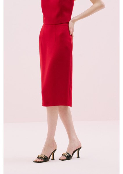 Yırtmaçlı Midi Boy Kalem Etek Bordo K2515020_008 indirimleri