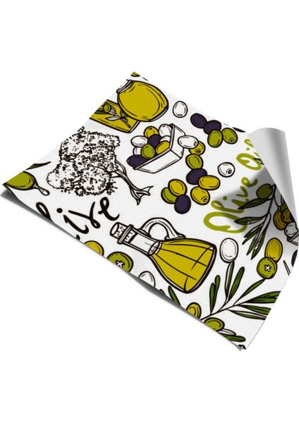 Mutfak Duvar Kaplama Folyo Zeytin Yağ Desenli Kendinden Yapışkanlı 50 cm x 300 cm