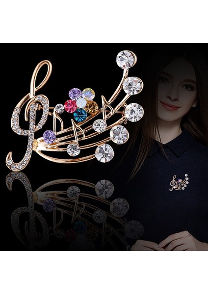 Yeni Moda Taşlı Nota Desenli Yüksek Kaliteli Müzik Notası Eşarp Broş Aksesuarları Yaka Iğneleri (Yurt Dışından)